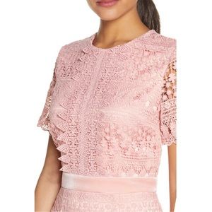 🎉NWT RACHEL PARCELL Pink Lace Floral Mini/Midi Dress Large